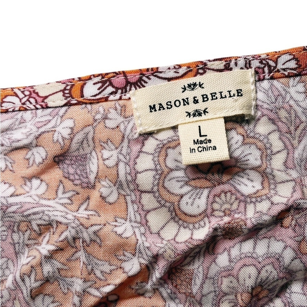 Mason & Belle Women's Paisley Print Top - Orange, Pink, and White - Picture 7 of 13